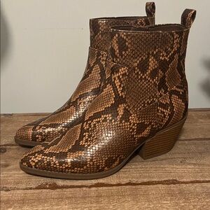 Maurices Brown Snake Print Ankle Boots
